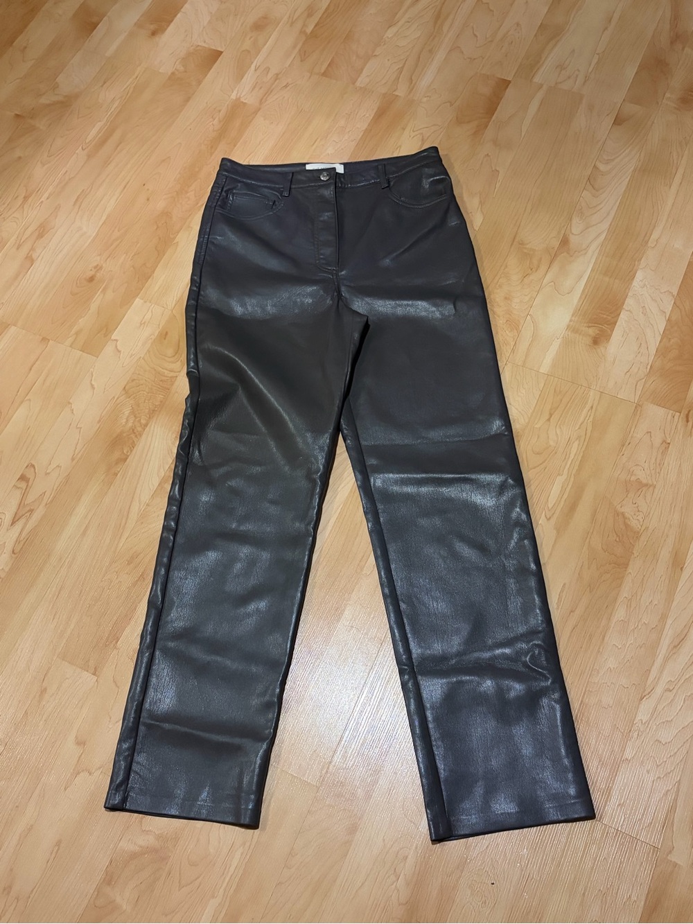 Wilfred Black Faux Leather Straight-Leg Jeans